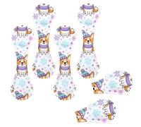 Eslifey 6 Pieces Magnetic Bookmarks, Cute Welsh Corgi Dog in Hat Scarf with Snowflakes Pattern Page Markers Leather Book Mark Book Accessories for Students Teachers Reading