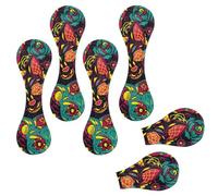 Eslifey 6 Pieces Magnetic Bookmarks, Day of The Dead Colorful Sugar Cat Skull Floral Pattern Page Markers Leather Book Mark Book Accessories for Students Teachers Reading