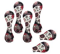 Eslifey 6 Pieces Magnetic Bookmarks, Day of The Dead Colorful Sugar Skull Floral Flower Pattern Page Markers Leather Book Mark Book Accessories for Students Teachers Reading