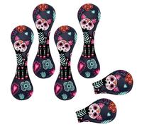 Eslifey 6 Pieces Magnetic Bookmarks, Day of The Dead Halloween Cats Page Markers Leather Book Mark Book Accessories for Students Teachers Reading