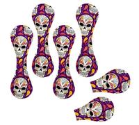 Eslifey 6 Pieces Magnetic Bookmarks, Day-of-the Dead-Pattern Page Markers Leather Book Mark Book Accessories for Students Teachers Reading