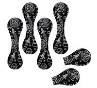 Eslifey 6 Pieces Magnetic Bookmarks, Day of The Dead Skulls Bird Rose Pattern Page Markers Leather Book Mark Book Accessories for Students Teachers Reading
