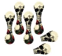 Eslifey 6 Pieces Magnetic Bookmarks, Day of The Dead Skulls Red Roses Pattern Page Markers Leather Book Mark Book Accessories for Students Teachers Reading