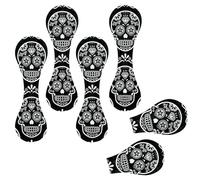 Eslifey 6 Pieces Magnetic Bookmarks, Day of The Dead Suger Skull Balck White Page Markers Leather Book Mark Book Accessories for Students Teachers Reading