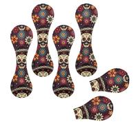Eslifey 6 Pieces Magnetic Bookmarks, Day of The Dead Suger Skull Flowers Pattern Page Markers Leather Book Mark Book Accessories for Students Teachers Reading