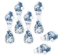 Eslifey 6 Pieces Magnetic Bookmarks, Old Town Village Fishing Scenes White and Blue Color Page Markers Leather Book Mark Book Accessories for Students Teachers Reading