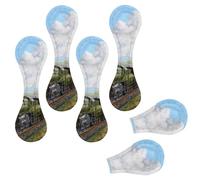 Eslifey 6 Pieces Magnetic Bookmarks, Steam Train Railway Landscape Page Markers Leather Book Mark Book Accessories for Students Teachers Reading