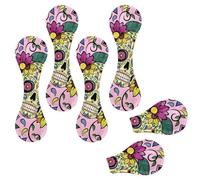 Eslifey 6 Pieces Magnetic Bookmarks, Sugar Skulls Cross Floral Day of The Dead Pattern Page Markers Leather Book Mark Book Accessories for Students Teachers Reading