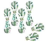 Eslifey 6 Pieces Magnetic Bookmarks, Watercolor Cactus Plants and Purple Flowers Pattern Page Markers Leather Book Mark Book Accessories for Students Teachers Reading