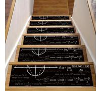 Eslifey 8"x30" 15 Pack Non-Slip Stair Treads, Indoor Stair Runners for Wooden Steps, Edging Stair Rugs for Kids Elders & Pets with Reusable Adhesive, Math and Physics Equation
