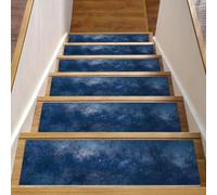 Eslifey 8"x30" 15 Pack Non-Slip Stair Treads, Indoor Stair Runners for Wooden Steps, Edging Stair Rugs for Kids Elders & Pets with Reusable Adhesive, Universe Milky Way Galaxy Space