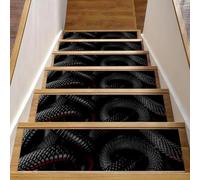 Eslifey 8"x30" 15 Pack Non-Slip Stair Treads, Indoor Stair Runners for Wooden Steps, Edging Stair Rugs for Kids Elders & Pets with Reusable Adhesive, Abstract 3D Snakes Illustration