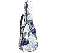 Eslifey Acoustic Guitar Bag Blue Fish Carp Koi Wave Pattern Adjustable Shoulder Strap Guitar Case Gig Bag 40 41 42 Inch