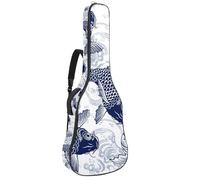 Eslifey Acoustic Guitar Bag Blue Fish Carp Koi Wave Pattern Adjustable Shoulder Strap Guitar Case Gig Bag 40 41 42 Inch