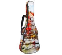 Eslifey Acoustic Guitar Bag Boats Ship Harbor Art Watercolor Adjustable Shoulder Strap Guitar Case Gig Bag 40 41 42 Inch