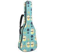 Eslifey Acoustic Guitar Bag Cartoon Japanese Lucky Cats Floral Pattern Adjustable Shoulder Strap Guitar Case Gig Bag 40 41 42 Inch