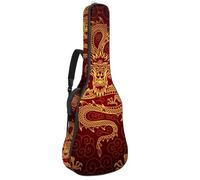 Eslifey Acoustic Guitar Bag Chinese Gold Dragon Red Classic Adjustable Shoulder Strap Guitar Case Gig Bag 40 41 42 Inch
