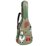 Eslifey Acoustic Guitar Bag Christmas Forest Cartoon Animal Owls Panda Fox Adjustable Shoulder Strap Guitar Case Gig Bag 40 41 42 Inch