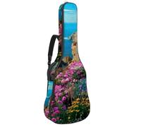 Eslifey Acoustic Guitar Bag Coast Rocks Flowers Pattern Adjustable Shoulder Strap Guitar Case Gig Bag 40 41 42 Inch