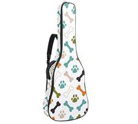 Eslifey Acoustic Guitar Bag Colored Cat Paw Dog Footprint and Bones Pattern Adjustable Shoulder Strap Guitar Case Gig Bag 40 41 42 Inch