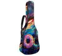 Eslifey Acoustic Guitar Bag Colorful Donuts in Galaxy Adjustable Shoulder Strap Guitar Case Gig Bag 40 41 42 Inch