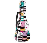 Eslifey Acoustic Guitar Bag Colorful Hipster Cats Bow Heart Pattern Adjustable Shoulder Strap Guitar Case Gig Bag 40 41 42 Inch