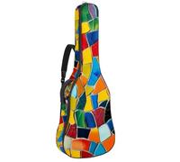 Eslifey Acoustic Guitar Bag Colorful Mosaic Pattern Adjustable Shoulder Strap Guitar Case Gig Bag 40 41 42 Inch