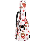 Eslifey Acoustic Guitar Bag Cute Japanese Dolls Kokeshi Pattern Adjustable Shoulder Strap Guitar Case Gig Bag 40 41 42 Inch