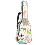 Eslifey Acoustic Guitar Bag Cute Kids Wild Animals Alphabets Pattern Adjustable Shoulder Strap Guitar Case Gig Bag 40 41 42 Inch