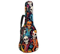 Eslifey Acoustic Guitar Bag Dancing Skull Colorful Pattern Adjustable Shoulder Strap Guitar Case Gig Bag 40 41 42 Inch