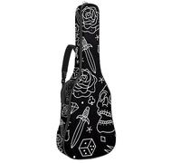 Eslifey Acoustic Guitar Bag Day of The Dead Skulls Bird Rose Pattern Adjustable Shoulder Strap Guitar Case Gig Bag 40 41 42 Inch