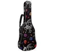 Eslifey Acoustic Guitar Bag Day of The Dead Suger Skull Skeleton Unicorn Rose Adjustable Shoulder Strap Guitar Case Gig Bag 40 41 42 Inch
