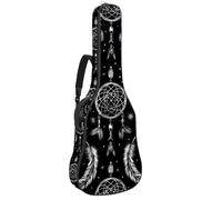 Eslifey Acoustic Guitar Bag Dreamcatcher Feathers White Pattern Adjustable Shoulder Strap Guitar Case Gig Bag 40 41 42 Inch