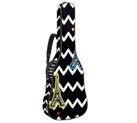 Eslifey Acoustic Guitar Bag Eiffel Tower Black White Wave Stripes Adjustable Shoulder Strap Guitar Case Gig Bag 40 41 42 Inch