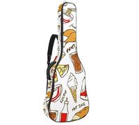 Eslifey Acoustic Guitar Bag Fast Food Pizza Hamburg Hot Dog Pattern Adjustable Shoulder Strap Guitar Case Gig Bag 40 41 42 Inch