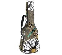 Eslifey Acoustic Guitar Bag Flowers Butterflies Hummingbirds Pattern Adjustable Shoulder Strap Guitar Case Gig Bag 40 41 42 Inch