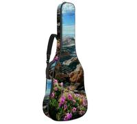 Eslifey Acoustic Guitar Bag Flowers Coast Rocks Scene Adjustable Shoulder Strap Guitar Case Gig Bag 40 41 42 Inch