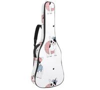 Eslifey Acoustic Guitar Bag French Bulldog Paris Pattern Adjustable Shoulder Strap Guitar Case Gig Bag 40 41 42 Inch