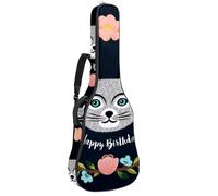 Eslifey Acoustic Guitar Bag Funny Cats Floral Happy Birthday Adjustable Shoulder Strap Guitar Case Gig Bag 40 41 42 Inch