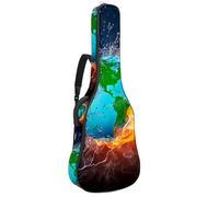 Eslifey Acoustic Guitar Bag Globe Fire and Water Adjustable Shoulder Strap Guitar Case Gig Bag 40 41 42 Inch
