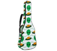 Eslifey Acoustic Guitar Bag Green Alien UFO Invasion Spaceship Pattern Adjustable Shoulder Strap Guitar Case Gig Bag 40 41 42 Inch
