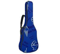 Eslifey Acoustic Guitar Bag Happy New Year Ice Cream Blue Pattern Adjustable Shoulder Strap Guitar Case Gig Bag 40 41 42 Inch
