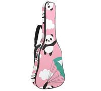 Eslifey Acoustic Guitar Bag Happy Panda Flying Sky Blue Paragliding Clouds Pattern Adjustable Shoulder Strap Guitar Case Gig Bag 40 41 42 Inch
