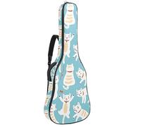 Eslifey Acoustic Guitar Bag Happy Pets Cute Cats Play Ball of Wool Pattern Adjustable Shoulder Strap Guitar Case Gig Bag 40 41 42 Inch