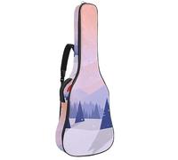 Eslifey Acoustic Guitar Bag Japan Winter Forest Fir Trees Pines Red Sun Sunset Sunrise Adjustable Shoulder Strap Guitar Case Gig Bag 40 41 42 Inch