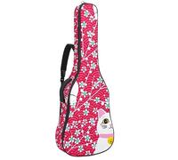 Eslifey Acoustic Guitar Bag Lucky Maneki-Neko Cat Sitting Flowers Pattern Adjustable Shoulder Strap Guitar Case Gig Bag 40 41 42 Inch