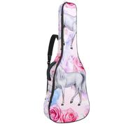 Eslifey Acoustic Guitar Bag Modern Unicorn Fairies Magic Rose Floral Adjustable Shoulder Strap Guitar Case Gig Bag 40 41 42 Inch