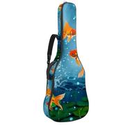 Eslifey Acoustic Guitar Bag Raining Cute Goldfish Lotus Adjustable Shoulder Strap Guitar Case Gig Bag 40 41 42 Inch