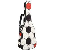 Eslifey Acoustic Guitar Bag Red Black Soccer Football Pattern Adjustable Shoulder Strap Guitar Case Gig Bag 40 41 42 Inch