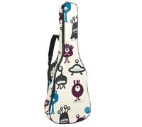 Eslifey Acoustic Guitar Bag Retro Funny Cartoon Monster Alien Pattern Adjustable Shoulder Strap Guitar Case Gig Bag 40 41 42 Inch